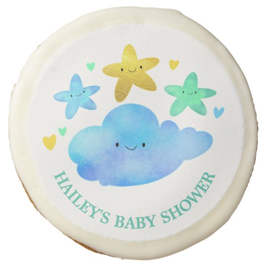Twinkle Twinkle Little Star Baby Shower Sugar Cookie (Front)