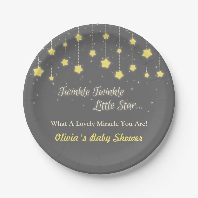Twinkle Twinkle Little Star Baby Shower Supplies Paper Plates (Front)