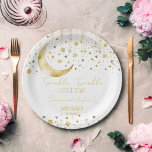 Twinkle twinkle little star baby shower template paper plates<br><div class="desc">Twinkle twinkle little star baby shower gold and glitter template party plates personalized baby shower tableware. Simple gold crescent moon gold stars and sprinkles on white background,  gold font baby shower template plates</div>