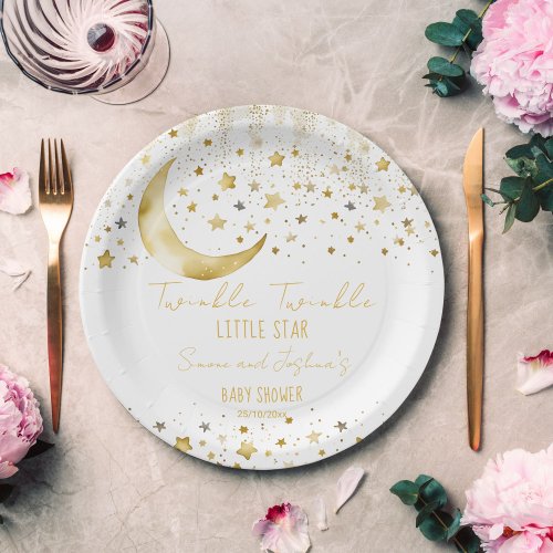 Twinkle twinkle little star baby shower template paper plates