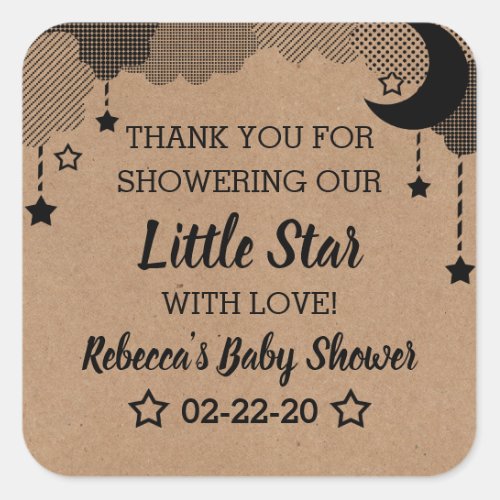 Twinkle Twinkle Little Star Baby Shower Thank You Square Sticker