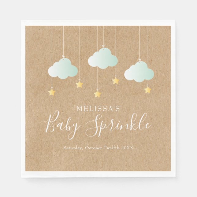 Twinkle Twinkle Little Star Baby Sprinkle Rustic Napkins (Front)