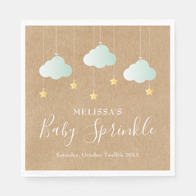 Twinkle Twinkle Little Star Baby Sprinkle Rustic Napkins (Front)