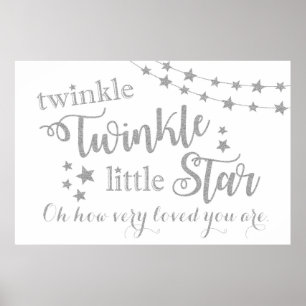 Twinkle Twinkle Little Star Backdrop Silver Sign