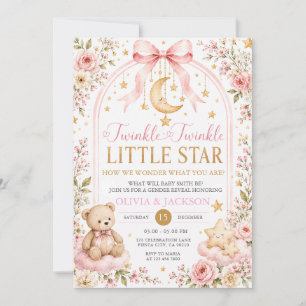 Twinkle Twinkle Little Star Bear Gender Reveal Invitation