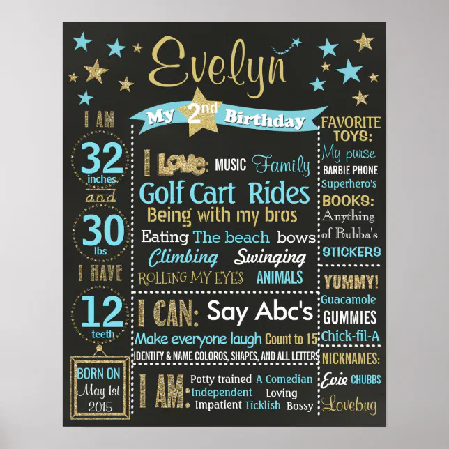 Twinkle Twinkle Little Star Birthday chalkboard Poster | Zazzle