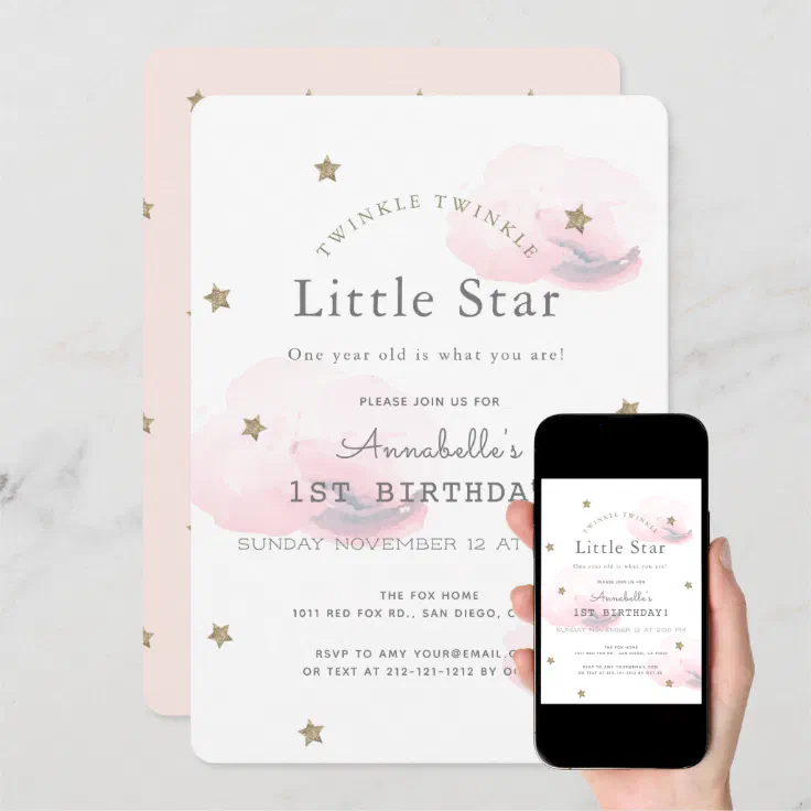 Twinkle Twinkle Little Star Birthday Invitation | Zazzle