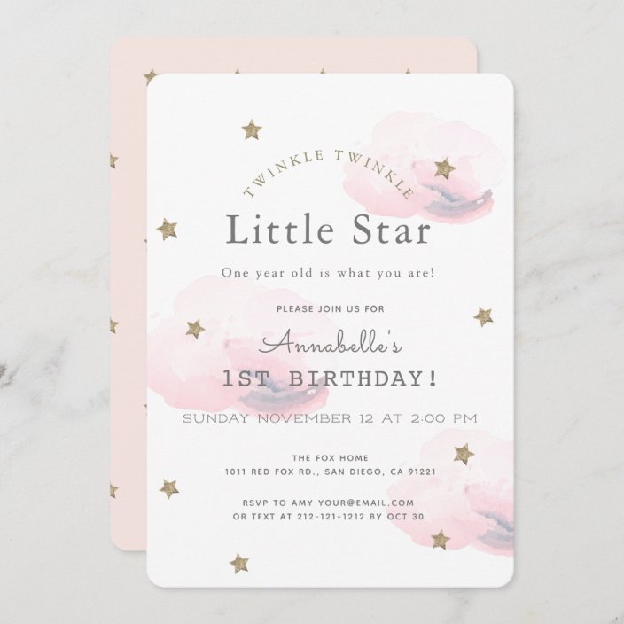 Twinkle Twinkle Little Star Birthday Invitation | Zazzle