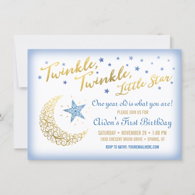 Twinkle Twinkle Little Star Birthday Invitation (Front)