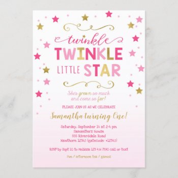 Twinkle Twinkle Little Star Birthday Invitation by ApplePaperie at Zazzle
