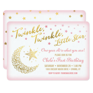 Twinkle, Twinkle, Little Star Birthday Invitation