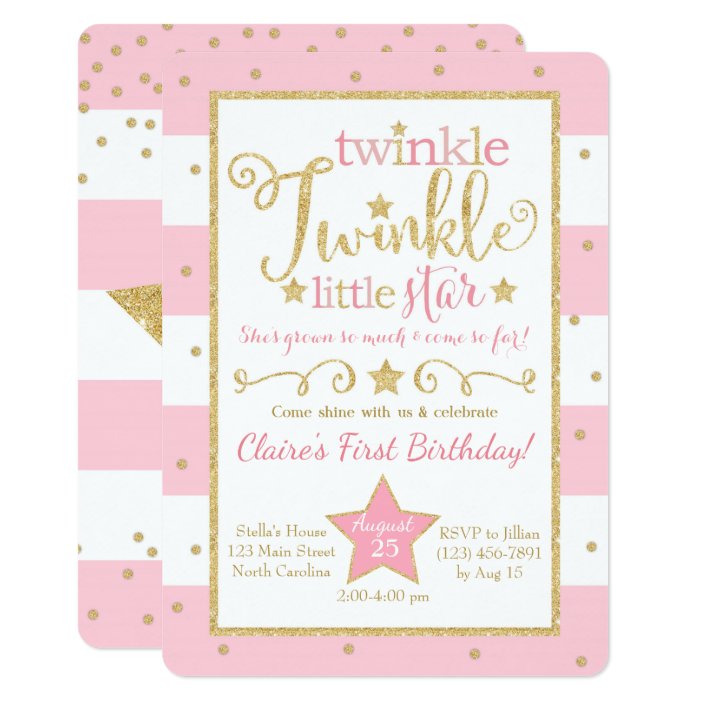 twinkle twinkle little star birthday invitation  zazzle