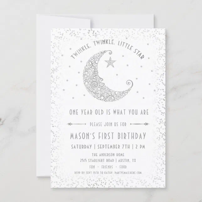 Twinkle Twinkle Little Star Birthday Invitation | Zazzle