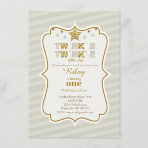 Twinkle Twinkle little star birthday invitation