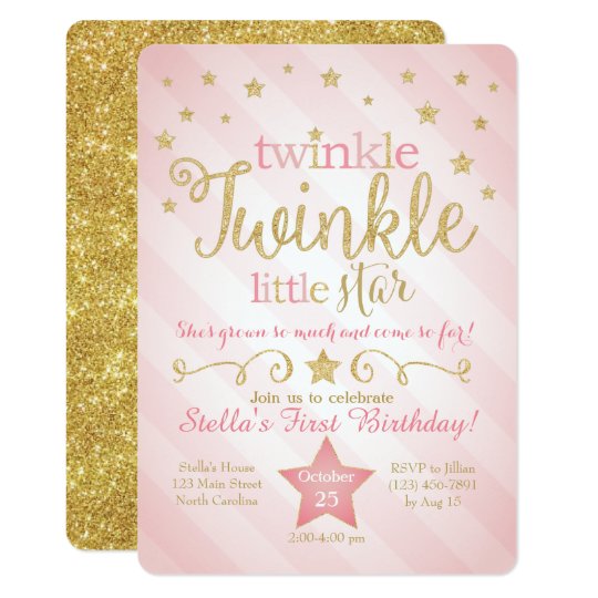 twinkle twinkle little star birthday invitation zazzle com