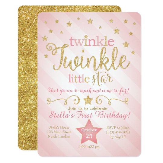 Twinkle Twinkle Little Star First Birthday Invitations 4