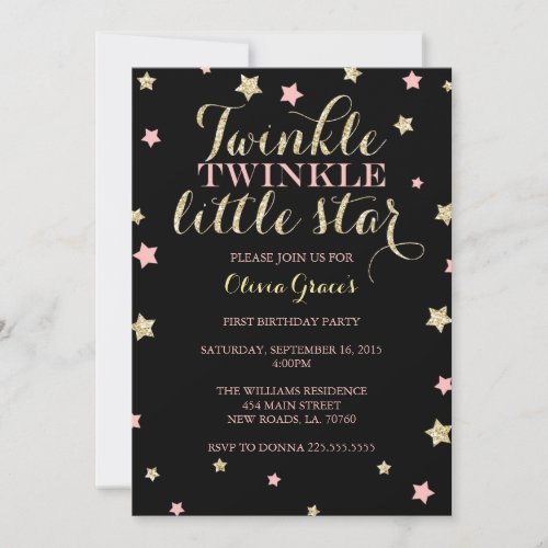 Twinkle Twinkle Little Star Birthday Invitations