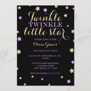 Twinkle Twinkle Little Star Birthday Invitations