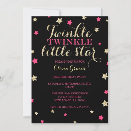 Twinkle Twinkle Little Star Birthday Invitations