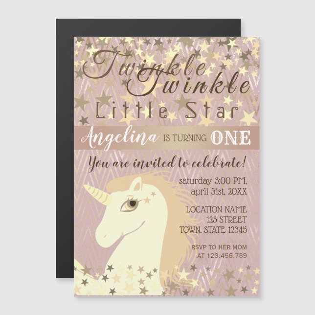 Twinkle Twinkle Little Star Birthday Magnetic Invitation (Front/Back)