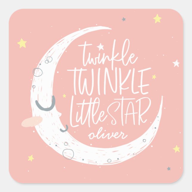 Twinkle, twinkle little star birthday party square sticker (Front)