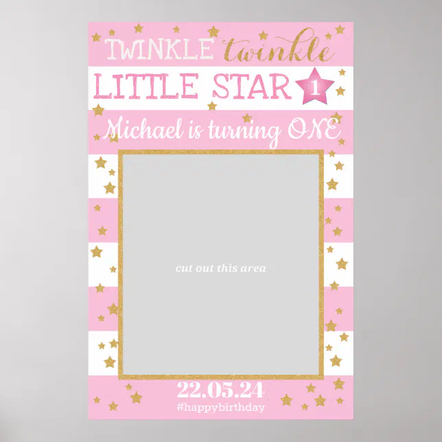Twinkle Twinkle Little Star Birthday Photo Prop Poster | Zazzle