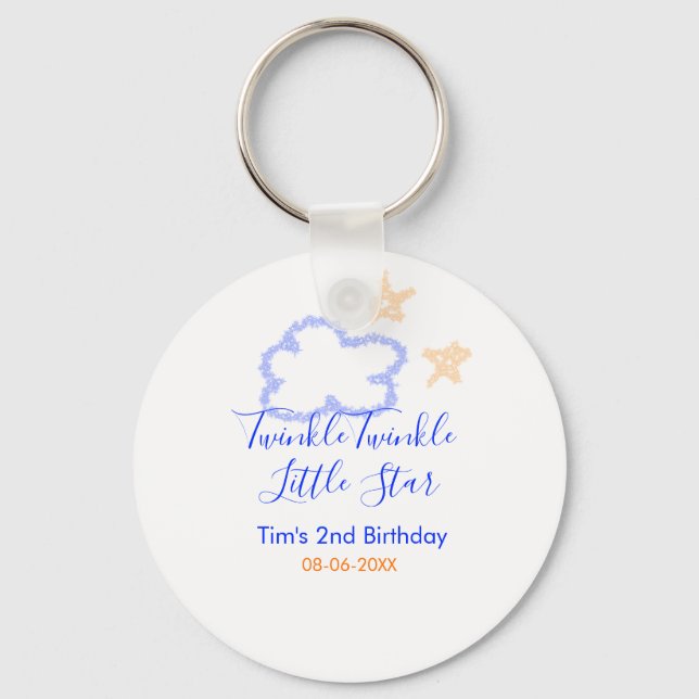Twinkle twinkle little star birthday purple orange keychain (Front)