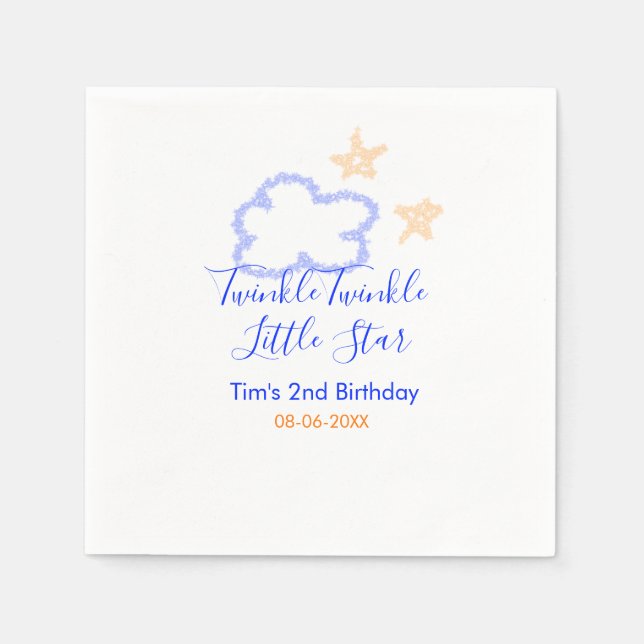 Twinkle twinkle little star birthday purple orange napkins (Front)