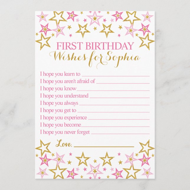 Twinkle Twinkle Little Star Birthday Wish Card (Front)