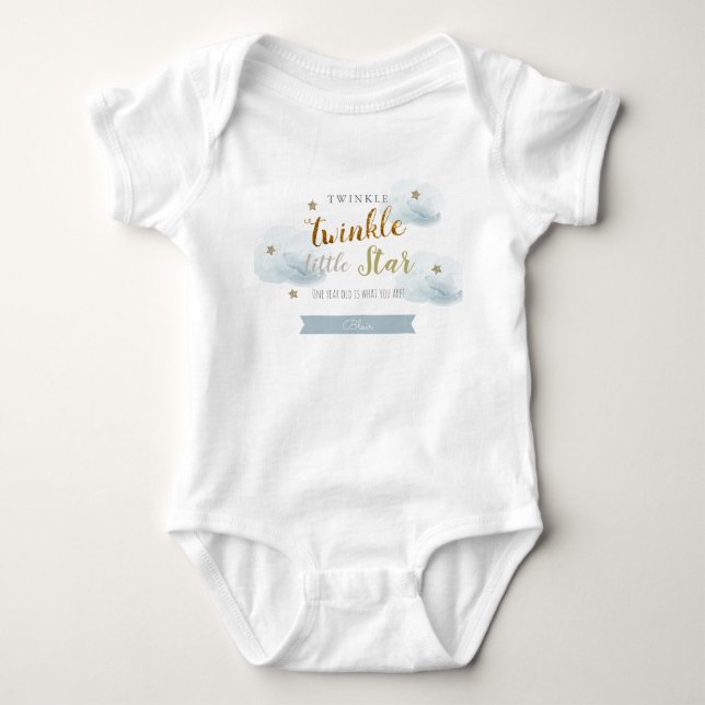 Twinkle Twinkle Little Star Blue 1st Birthday Baby Bodysuit (Front)
