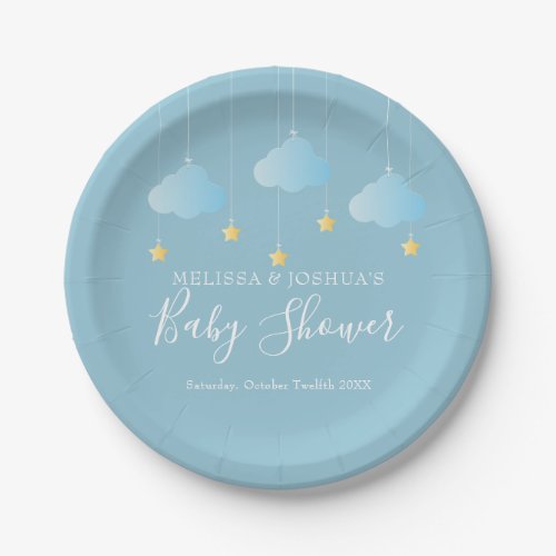 Twinkle Twinkle Little Star Blue Baby Boy Shower Paper Plates