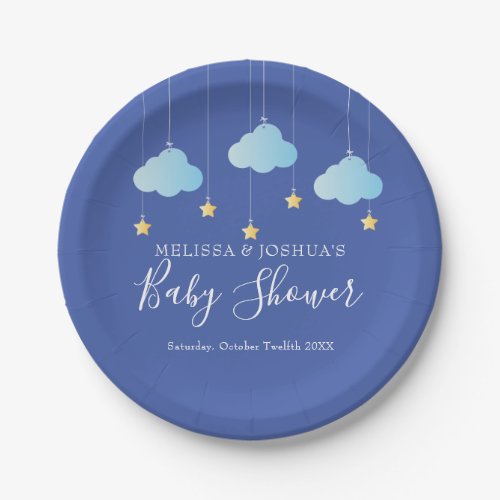 Twinkle Twinkle Little Star Blue Baby Boy Shower Paper Plates