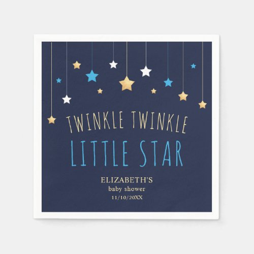 Twinkle Twinkle Little Star Blue Baby Shower Napkins