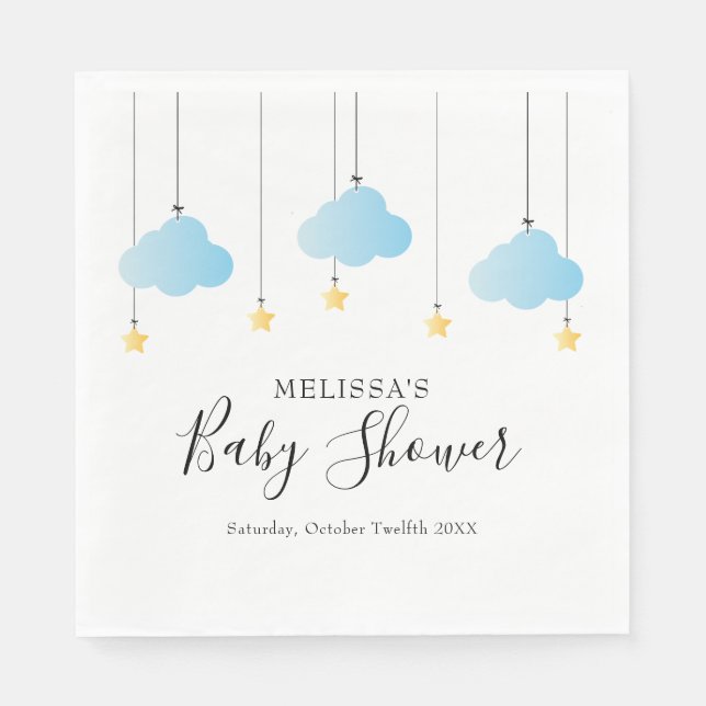 Twinkle Twinkle Little Star Blue Boy Baby Shower Napkins (Front)