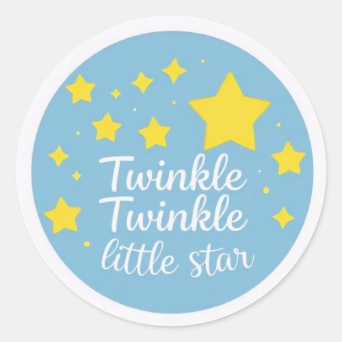 Twinkle Twinkle Little Star - Blue & Gold Baby Classic Round Sticker