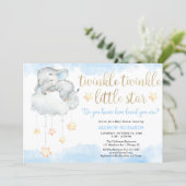 Twinkle twinkle little star blue gold baby shower invitation (Standing Front)