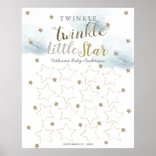 Twinkle Twinkle Little Star Blue Guest Book Sign
