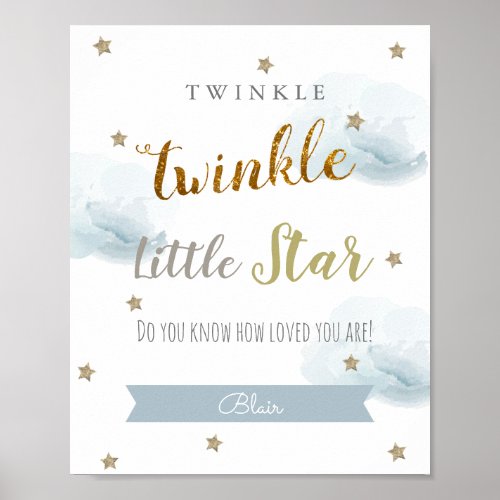 Twinkle Twinkle Little Star Blue Nursery Art Poster