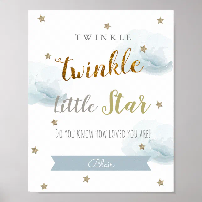 Twinkle Twinkle Little Star Blue Nursery Art Poster | Zazzle