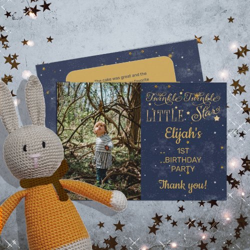 Twinkle Twinkle Little Star Boy 1st Birthday Party Thank You Card