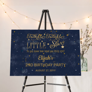 Twinkle Twinkle Little Star Boy 2nd Birthday Party Foam Board