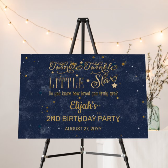 Twinkle Twinkle Little Star Boy 2nd Birthday Party Foam Board (In Situ (Stand))