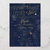 Twinkle Twinkle Little Star Boy 2nd Birthday Party Foil Invitation (Front)