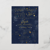 Twinkle Twinkle Little Star Boy 2nd Birthday Party Foil Invitation (Standing Front)