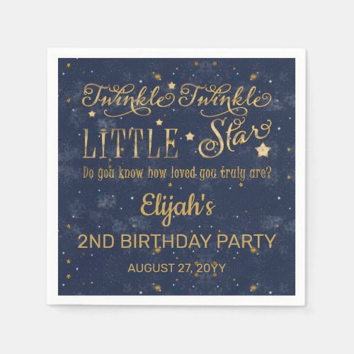 Twinkle Twinkle Little Star Boy 2nd Birthday Party Napkins
