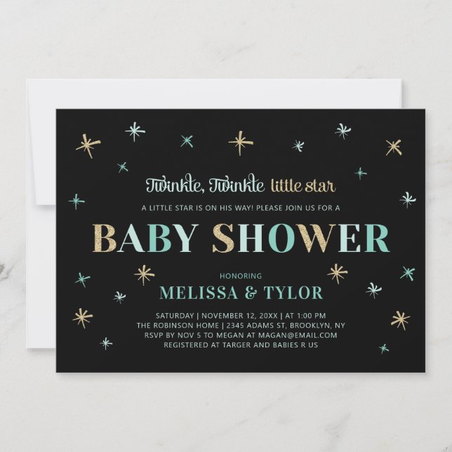 Twinkle Twinkle Little Star Boy Baby Shower Invitation (Front)