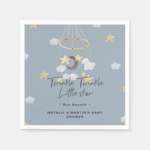 Twinkle Twinkle Little Star Boy Baby Shower Paper Napkins