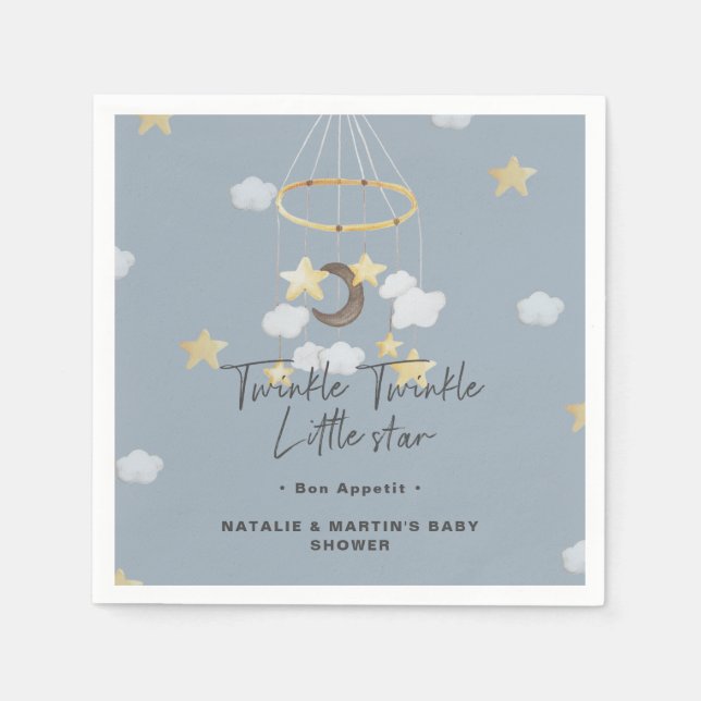Twinkle Twinkle Little Star Boy Baby Shower Paper Napkins (Front)