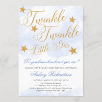 Twinkle Twinkle little star boy blue baby shower Invitation