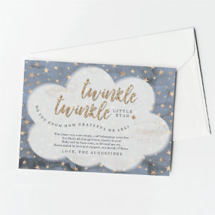 Twinkle Twinkle Little Star Boys Blue Baby Shower Thank You Card